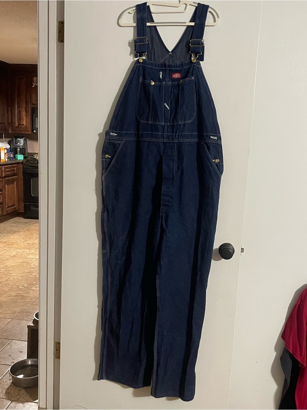 Dickies Navy Blue Men's Relaxed Denim Overalls